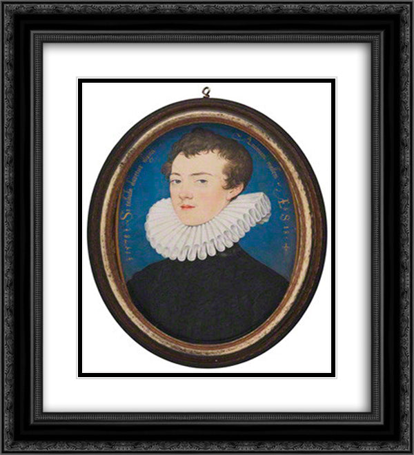 Francis Bacon, Viscount St Alban 20x22 Black Ornate Wood Framed Art Print Poster with Double Matting by Hilliard, Nicholas