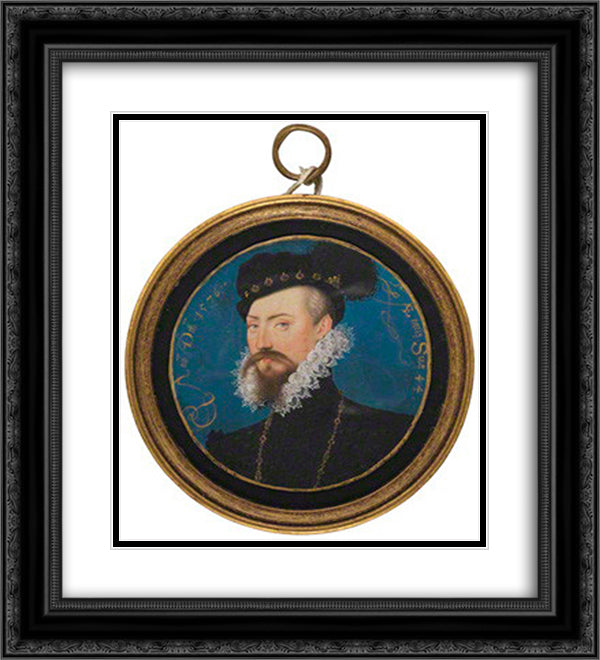 Robert Dudley, 1st Earl of Leicester 20x22 Black Ornate Wood Framed Art Print Poster with Double Matting by Hilliard, Nicholas