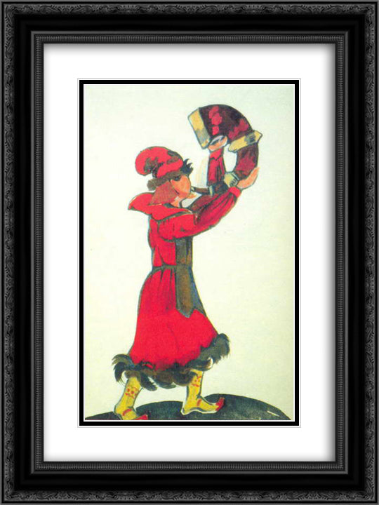 A guy with the horn 18x24 Black Ornate Wood Framed Art Print Poster with Double Matting by Roerich, Nicholas