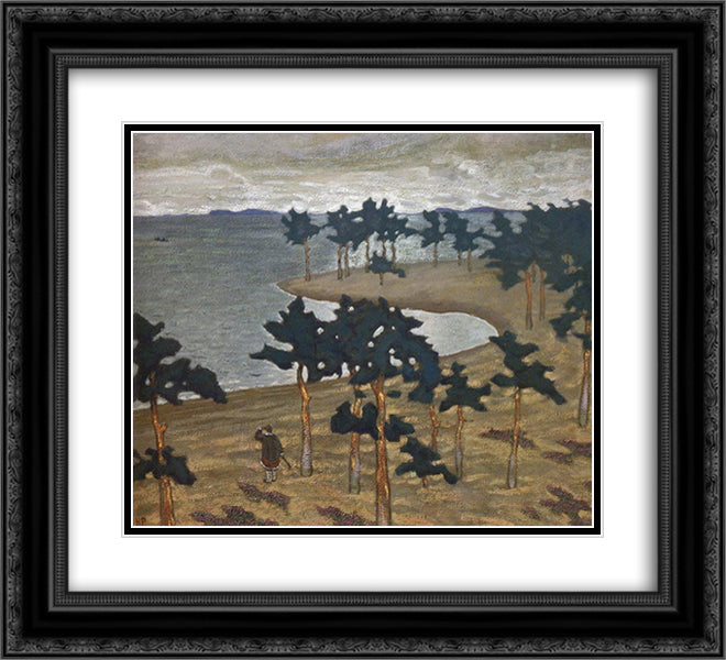 Ancient life 22x20 Black Ornate Wood Framed Art Print Poster with Double Matting by Roerich, Nicholas