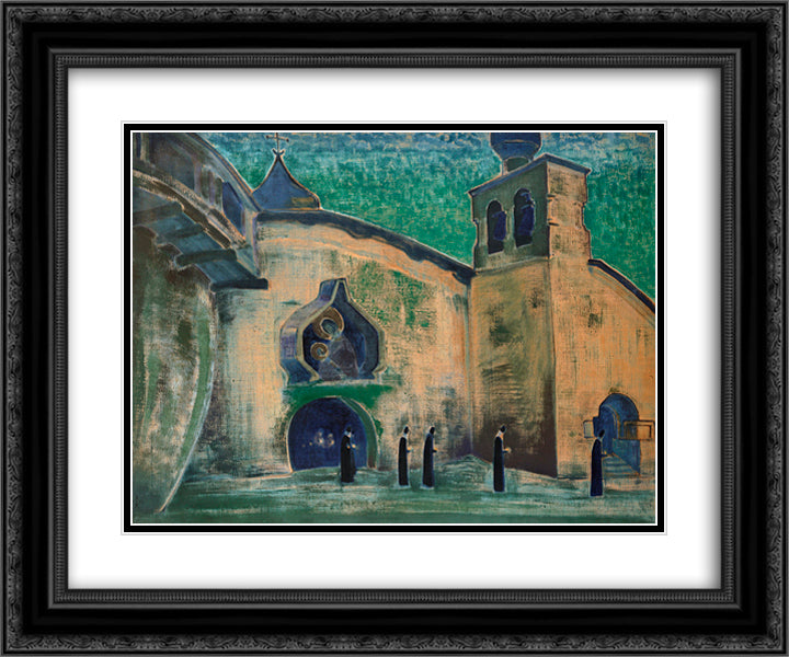 And we bring the light 24x20 Black Ornate Wood Framed Art Print Poster with Double Matting by Roerich, Nicholas