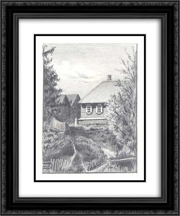 Approach to Gryzovo village 20x24 Black Ornate Wood Framed Art Print Poster with Double Matting by Roerich, Nicholas