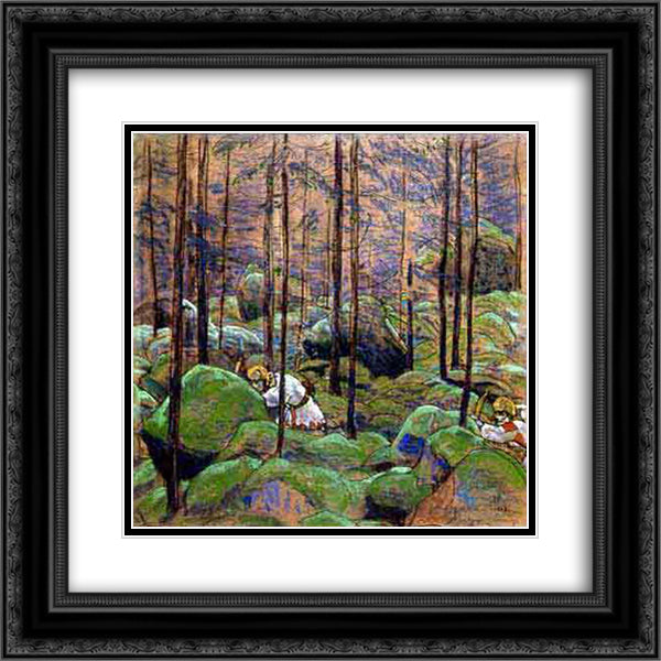 Archers 20x20 Black Ornate Wood Framed Art Print Poster with Double Matting by Roerich, Nicholas