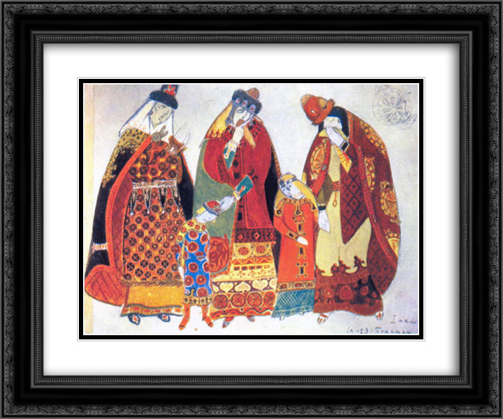 Boyarynia and children 24x20 Black Ornate Wood Framed Art Print Poster with Double Matting by Roerich, Nicholas