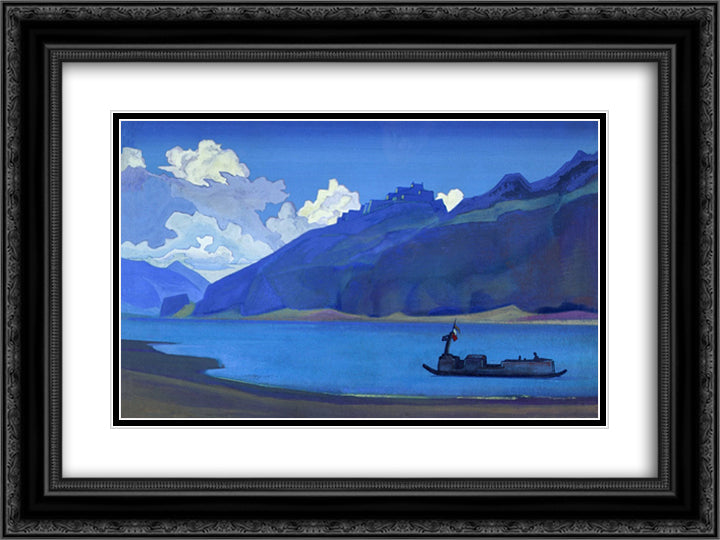 Brahmaputra 24x18 Black Ornate Wood Framed Art Print Poster with Double Matting by Roerich, Nicholas