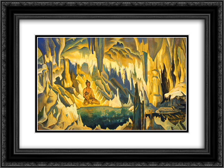 Buddha the Winner 24x18 Black Ornate Wood Framed Art Print Poster with Double Matting by Roerich, Nicholas