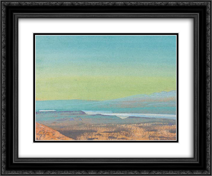 Burein-Gol. Qaidam. 24x20 Black Ornate Wood Framed Art Print Poster with Double Matting by Roerich, Nicholas