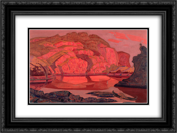 Buried treasures 24x18 Black Ornate Wood Framed Art Print Poster with Double Matting by Roerich, Nicholas