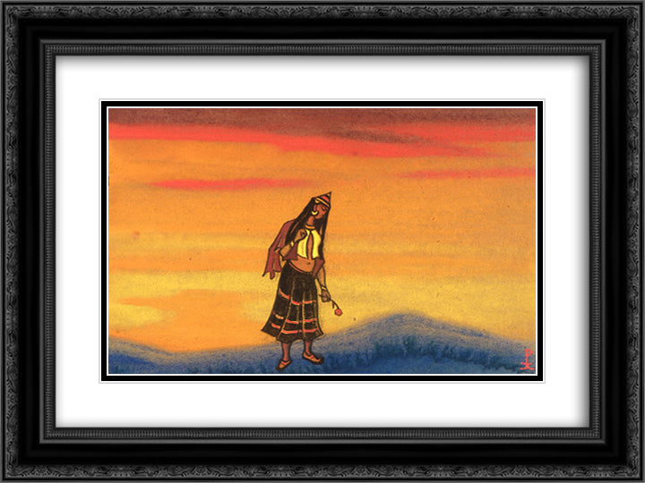 Captive with rose 24x18 Black Ornate Wood Framed Art Print Poster with Double Matting by Roerich, Nicholas