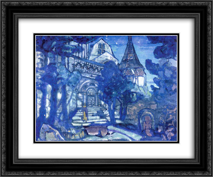 Castle of King Mark 24x20 Black Ornate Wood Framed Art Print Poster with Double Matting by Roerich, Nicholas
