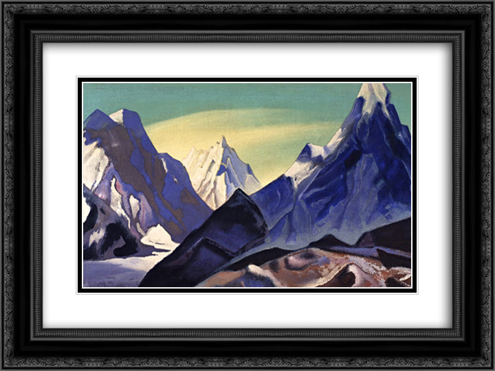 Central Himalayas 24x18 Black Ornate Wood Framed Art Print Poster with Double Matting by Roerich, Nicholas