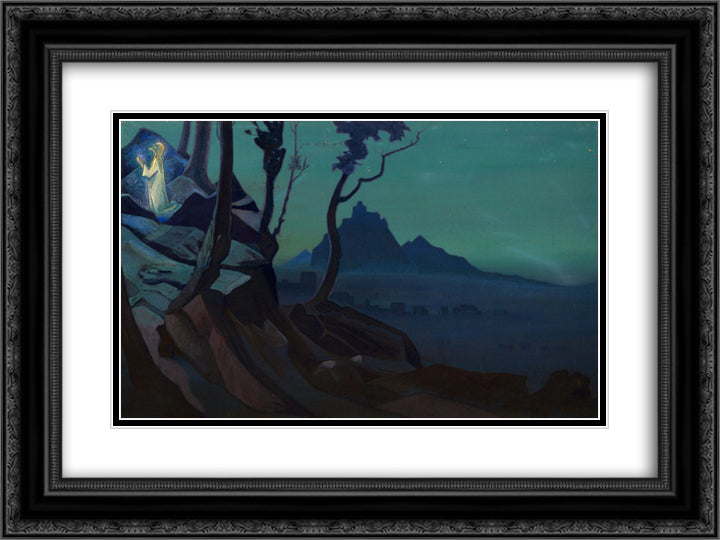 Chalice of Christ 24x18 Black Ornate Wood Framed Art Print Poster with Double Matting by Roerich, Nicholas