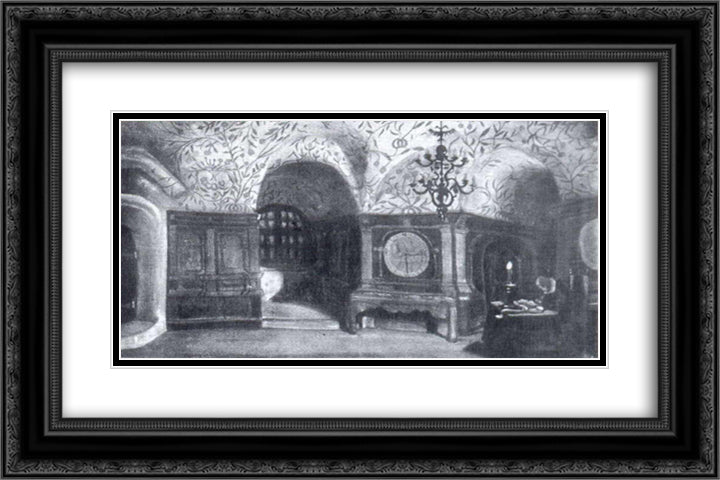 Chamber of Golitsyn 24x16 Black Ornate Wood Framed Art Print Poster with Double Matting by Roerich, Nicholas