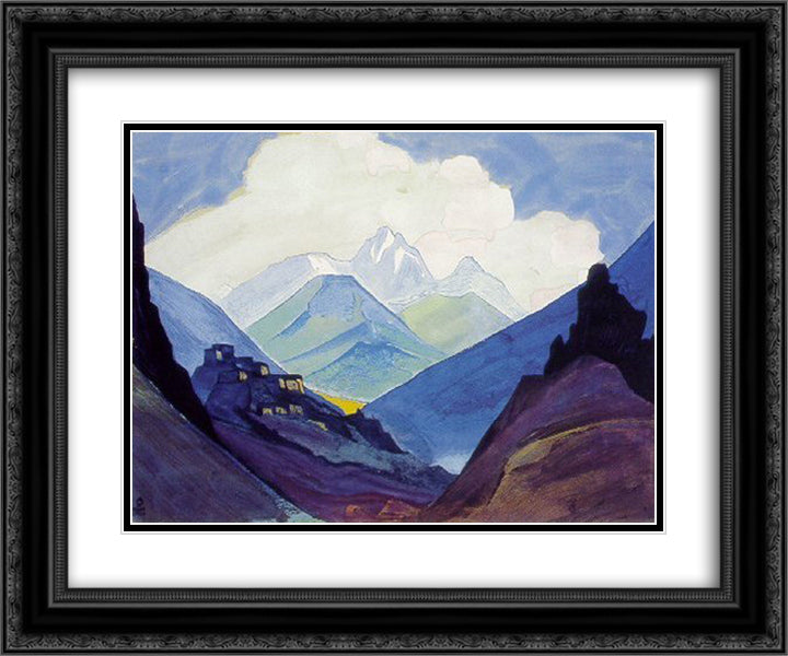 Chan-La. Nek. 24x20 Black Ornate Wood Framed Art Print Poster with Double Matting by Roerich, Nicholas