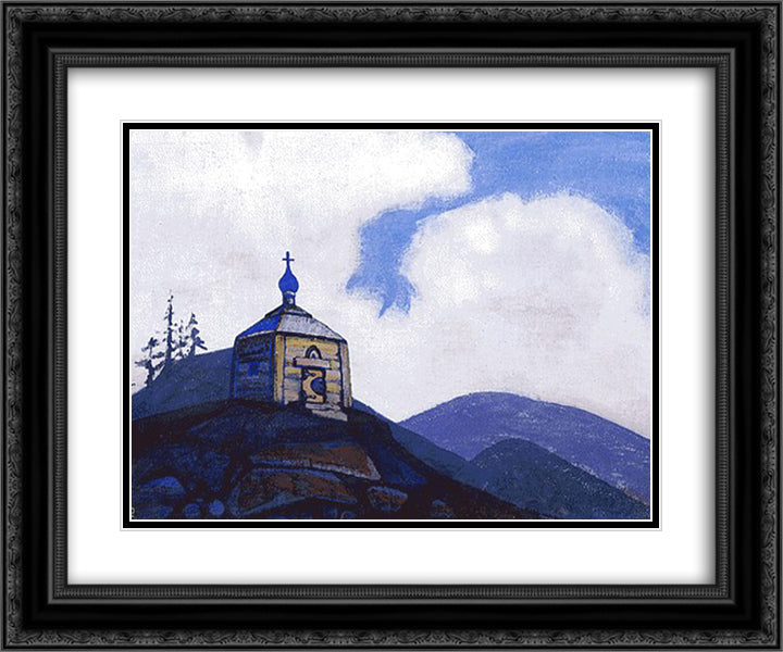 Chapel of St. Sergius at the crossroads 24x20 Black Ornate Wood Framed Art Print Poster with Double Matting by Roerich, Nicholas