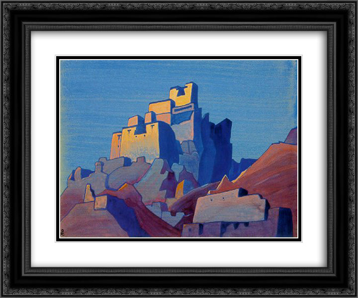Chiktan citadel in Himalayas 24x20 Black Ornate Wood Framed Art Print Poster with Double Matting by Roerich, Nicholas