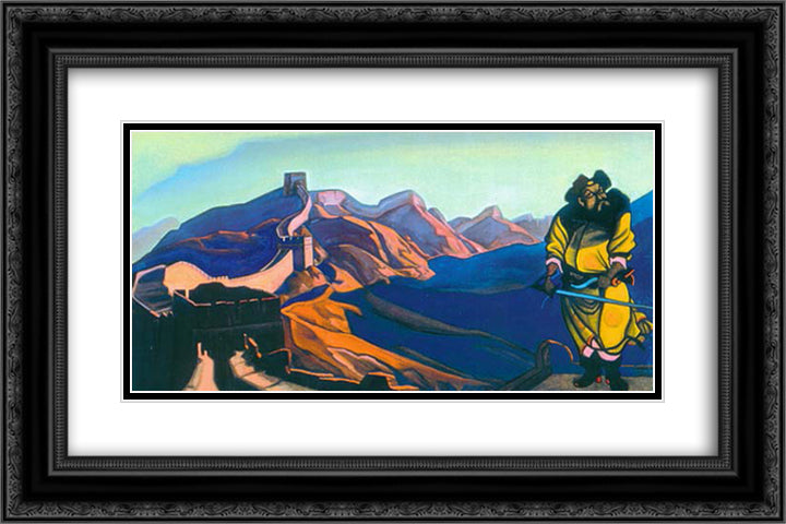 China's heroics 24x16 Black Ornate Wood Framed Art Print Poster with Double Matting by Roerich, Nicholas