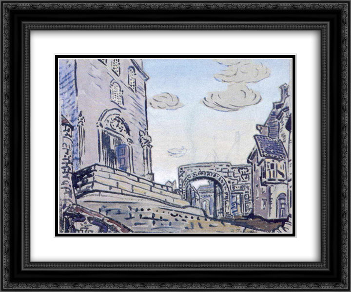 City 24x20 Black Ornate Wood Framed Art Print Poster with Double Matting by Roerich, Nicholas
