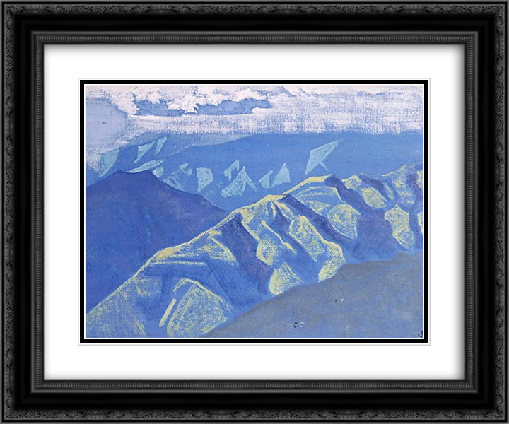 Clear evening 24x20 Black Ornate Wood Framed Art Print Poster with Double Matting by Roerich, Nicholas