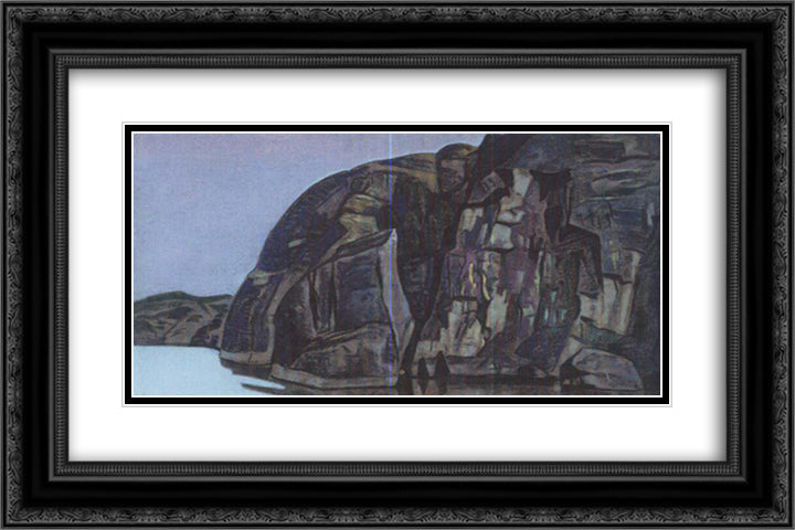 Cliff 24x16 Black Ornate Wood Framed Art Print Poster with Double Matting by Roerich, Nicholas