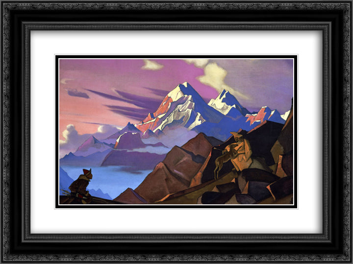 Compassion 24x18 Black Ornate Wood Framed Art Print Poster with Double Matting by Roerich, Nicholas