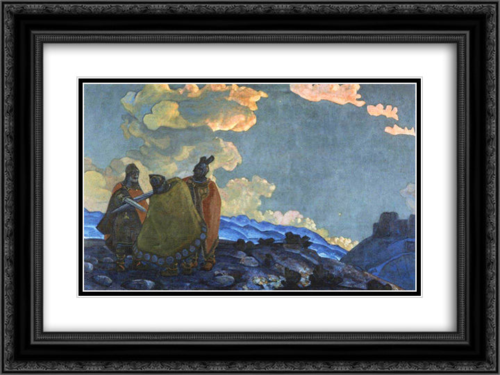 Crowns 24x18 Black Ornate Wood Framed Art Print Poster with Double Matting by Roerich, Nicholas