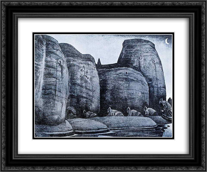 Crypt 24x20 Black Ornate Wood Framed Art Print Poster with Double Matting by Roerich, Nicholas