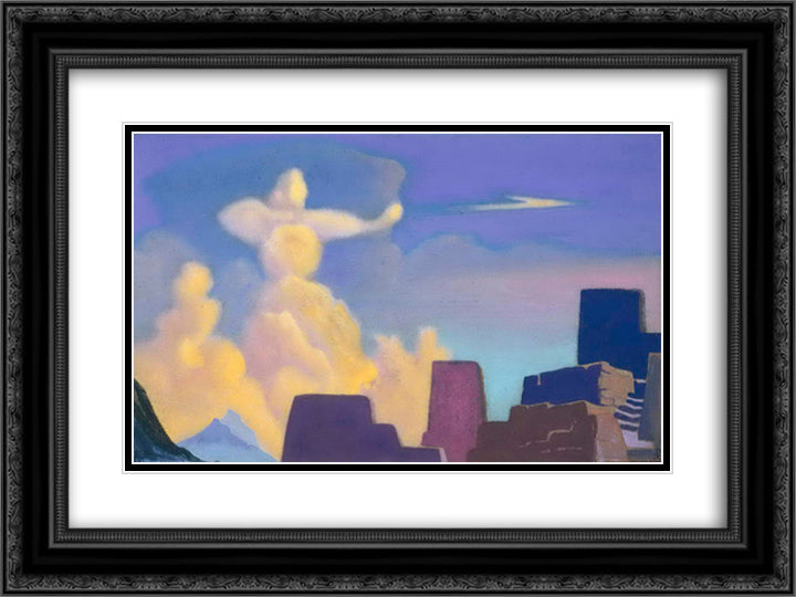 Defender. Cloud-archer. 24x18 Black Ornate Wood Framed Art Print Poster with Double Matting by Roerich, Nicholas