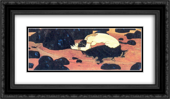 Devassari Abuntu turns into stone 24x14 Black Ornate Wood Framed Art Print Poster with Double Matting by Roerich, Nicholas