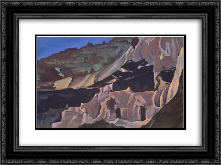 Ellora 24x18 Black Ornate Wood Framed Art Print Poster with Double Matting by Roerich, Nicholas