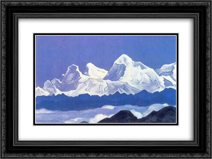 Everest 24x18 Black Ornate Wood Framed Art Print Poster with Double Matting by Roerich, Nicholas