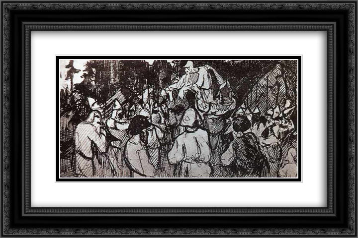 Figures of elders 24x16 Black Ornate Wood Framed Art Print Poster with Double Matting by Roerich, Nicholas