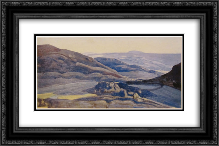 Finnish landscape. Tulolansaari island. 24x16 Black Ornate Wood Framed Art Print Poster with Double Matting by Roerich, Nicholas