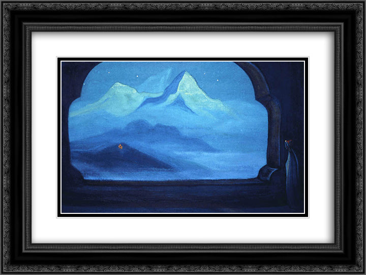 Fire 24x18 Black Ornate Wood Framed Art Print Poster with Double Matting by Roerich, Nicholas