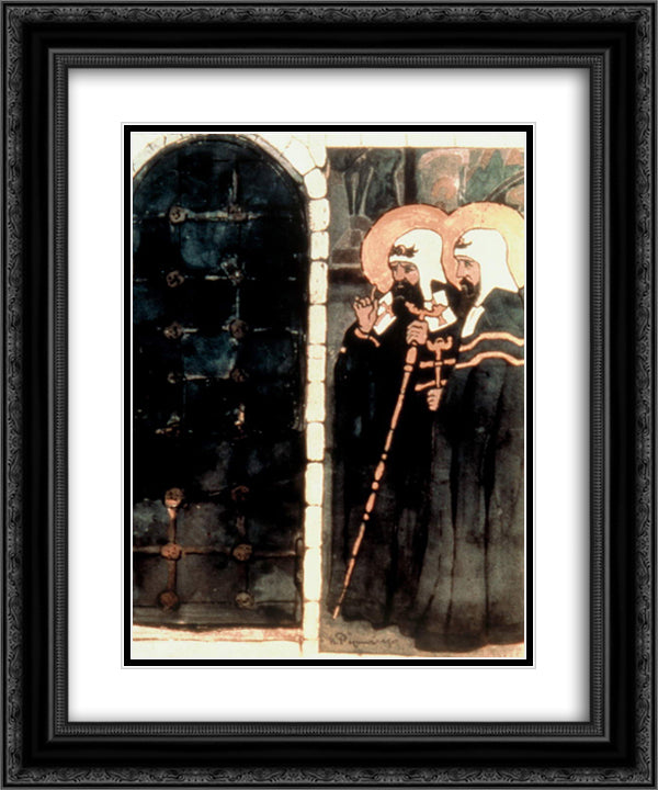 Foreign lords 20x24 Black Ornate Wood Framed Art Print Poster with Double Matting by Roerich, Nicholas