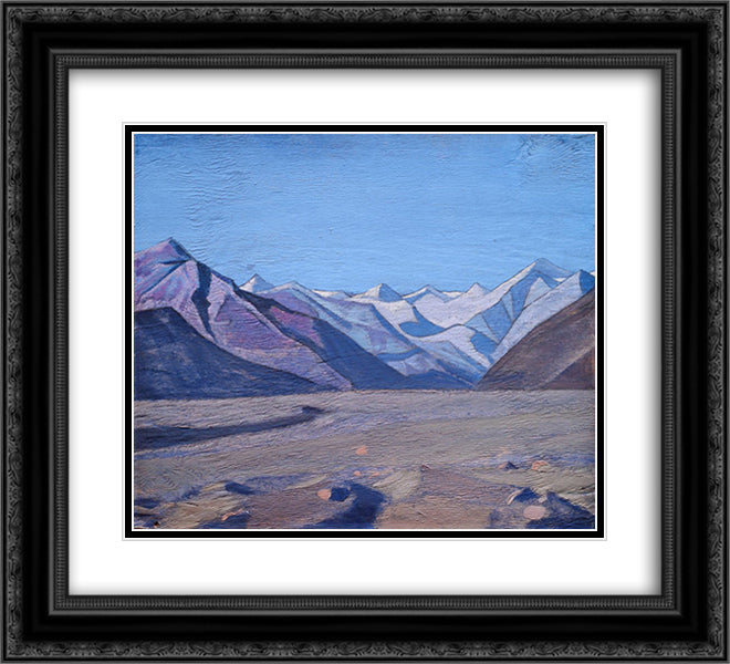 From Kurul to Karakoram range 22x20 Black Ornate Wood Framed Art Print Poster with Double Matting by Roerich, Nicholas