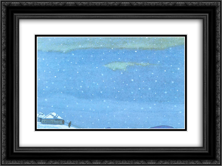 Frosty Mongolia 24x18 Black Ornate Wood Framed Art Print Poster with Double Matting by Roerich, Nicholas