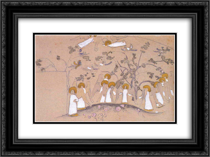 Garden of Eden 24x18 Black Ornate Wood Framed Art Print Poster with Double Matting by Roerich, Nicholas