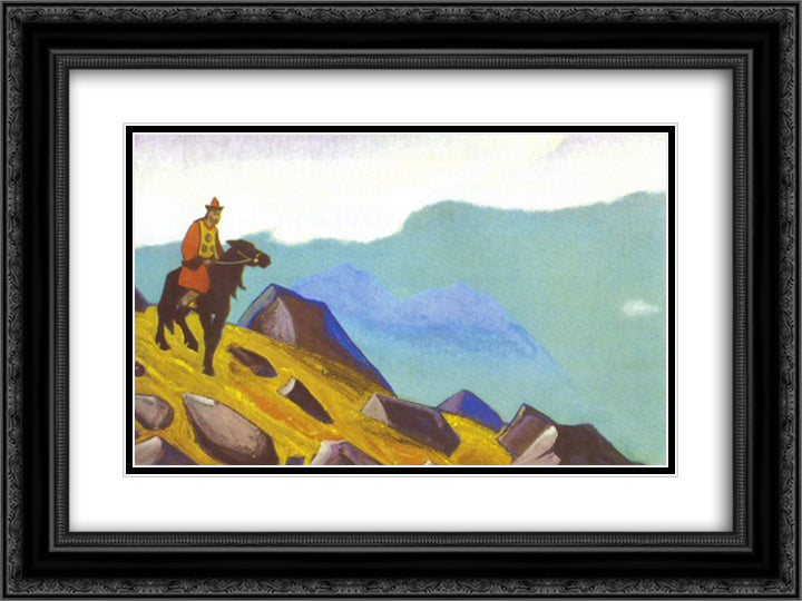 Genghis Khan 24x18 Black Ornate Wood Framed Art Print Poster with Double Matting by Roerich, Nicholas