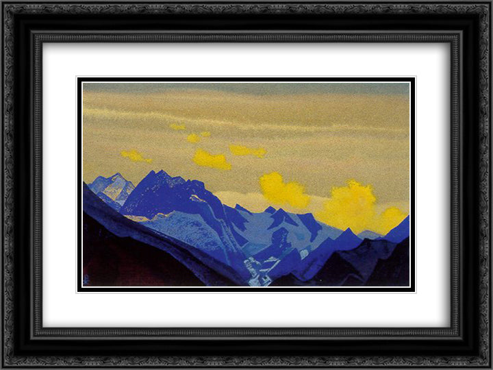 Glaciers of Himalayas 24x18 Black Ornate Wood Framed Art Print Poster with Double Matting by Roerich, Nicholas