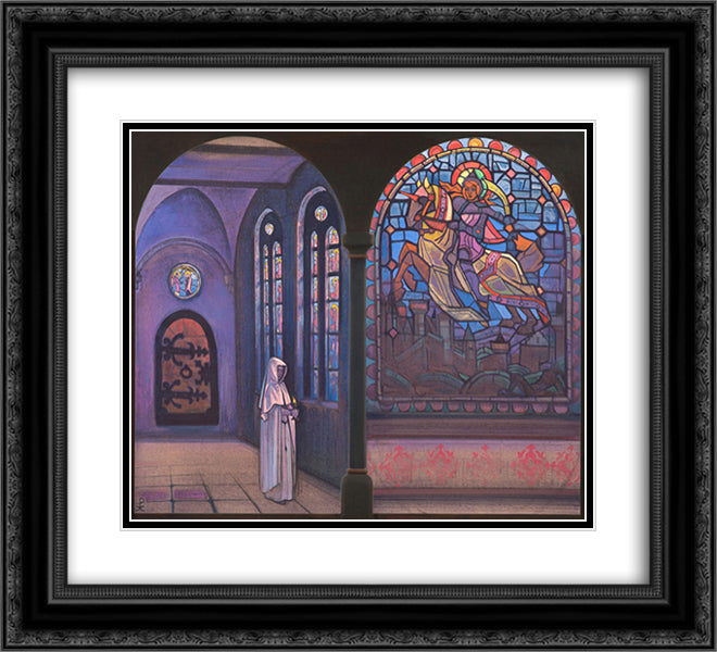 Glory to the hero 22x20 Black Ornate Wood Framed Art Print Poster with Double Matting by Roerich, Nicholas