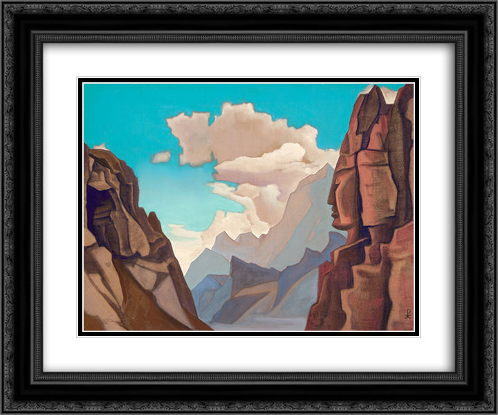 Great spirit of Himalayas 24x20 Black Ornate Wood Framed Art Print Poster with Double Matting by Roerich, Nicholas