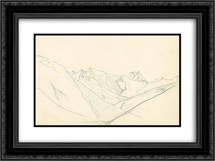 Guri Guri Dhar ridge 24x18 Black Ornate Wood Framed Art Print Poster with Double Matting by Roerich, Nicholas