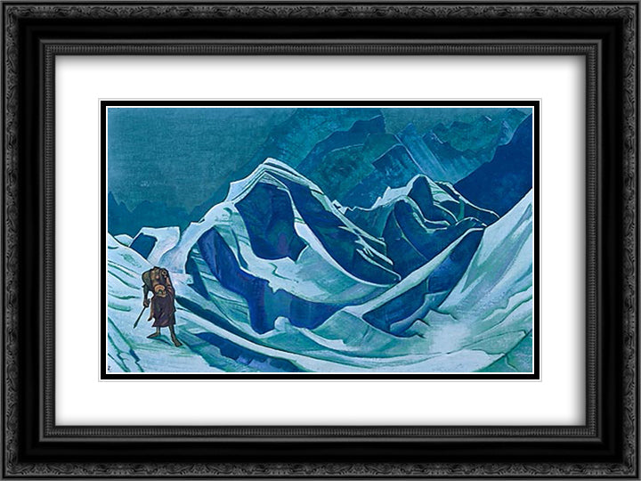 Guru Kambala 24x18 Black Ornate Wood Framed Art Print Poster with Double Matting by Roerich, Nicholas