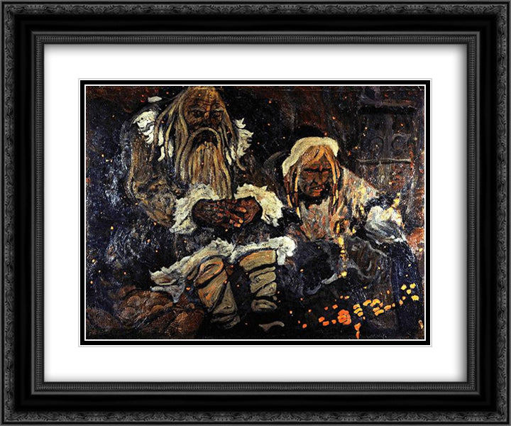 Hearth 24x20 Black Ornate Wood Framed Art Print Poster with Double Matting by Roerich, Nicholas