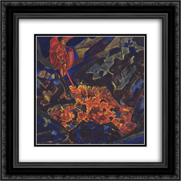 Heat of the Earth 20x20 Black Ornate Wood Framed Art Print Poster with Double Matting by Roerich, Nicholas