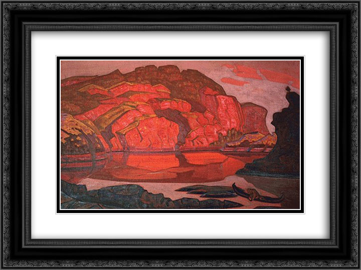 Hidden Treasure 24x18 Black Ornate Wood Framed Art Print Poster with Double Matting by Roerich, Nicholas