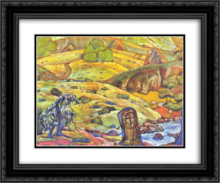 Hills 24x20 Black Ornate Wood Framed Art Print Poster with Double Matting by Roerich, Nicholas