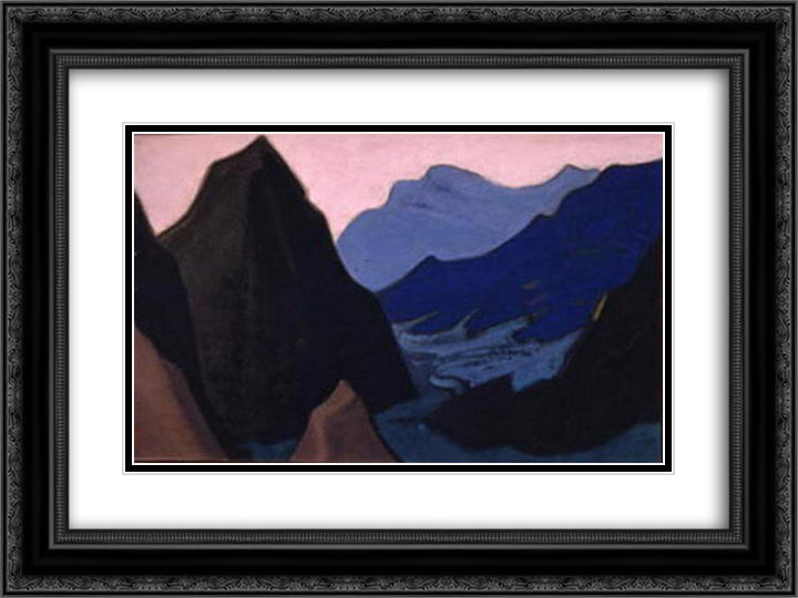 Himalayas. Gloomy cliff. 24x18 Black Ornate Wood Framed Art Print Poster with Double Matting by Roerich, Nicholas