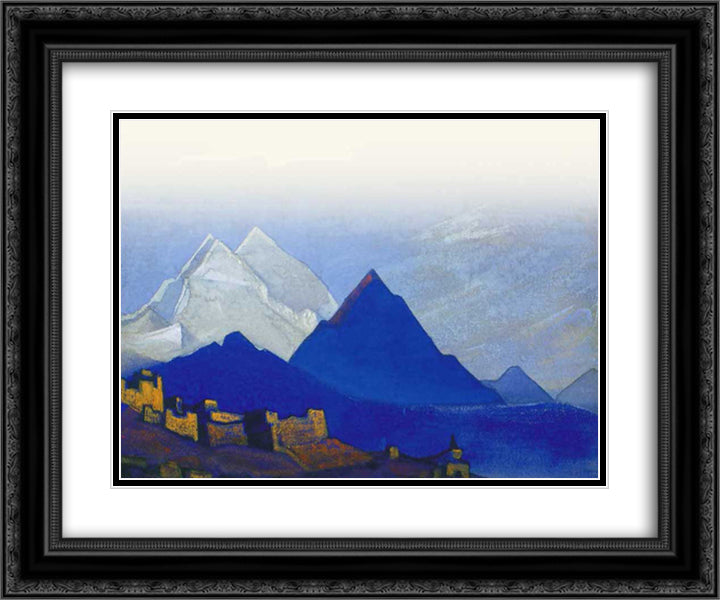 Himalayas. Ladakh. 24x20 Black Ornate Wood Framed Art Print Poster with Double Matting by Roerich, Nicholas
